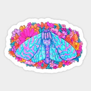 Vibrant Botanical Moth Painting Sticker